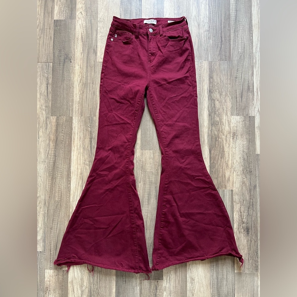 Judy Blue Woman’s Burgundy Sturdy Western Cowgirl Super Flare Jeans Size 27